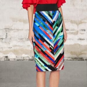 Milly Women's Mirage Striped Mitered Skirt Size 4